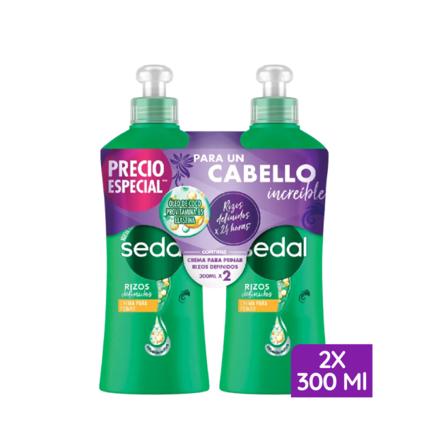 Sedal Crema de Peinar Rizos Definidos - 2 Uds 300 Ml