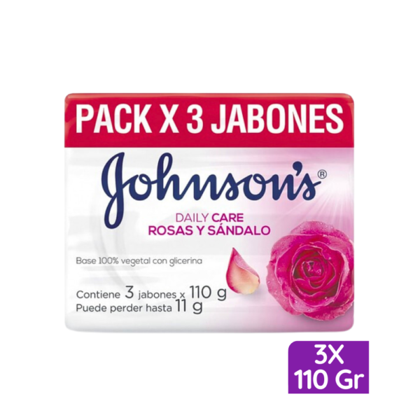 Jabón en Barra Johnson's Rosas y Sándalo - 3 Uds 110 Gr