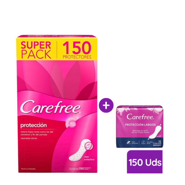 Protectores Diarios Carefree 150 Uds + Largos 15 Uds